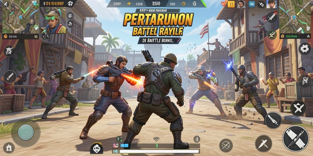 Tangkapan layar menunjukkan aksi mendebarkan dalam permainan Battle Royale.