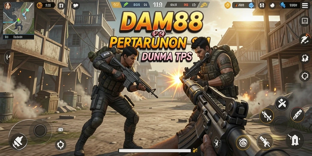 Screenshot gameplay DAM88 menampilkan pertarungan seru di arena TPS.