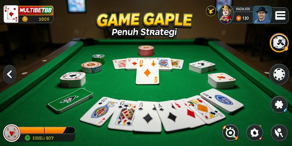 Tampilan gameplay seru di MULTIBET88 saat bermain Gaple.