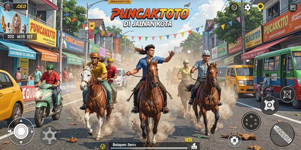 Tangkapan layar PUNCAKTOTO menampilkan balapan seru di trek yang menantang.