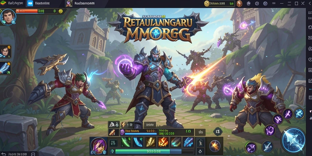Tampilan gameplay menarik dari RAJABANDAR88 yang menunjukkan pertarungan seru dalam dunia MMORPG.