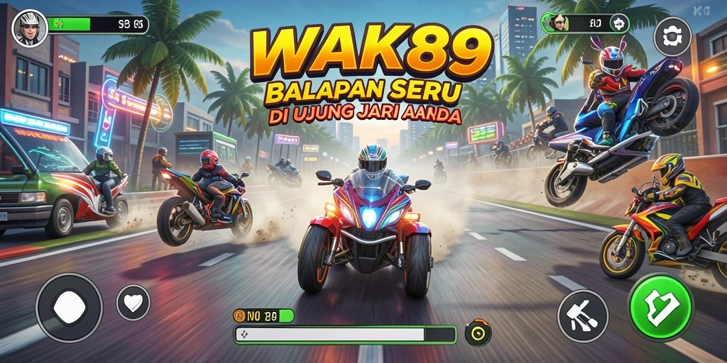 Menampilkan gameplay balapan cepat dan mendebarkan di WAK89.